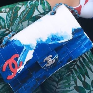 SOLD📌Auth CHANEL CLASSIC FLAP BAG PURSE SURFLINE 2002 vintage rare